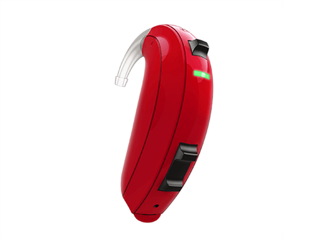 ReSound Up Smart single red hearing aid.