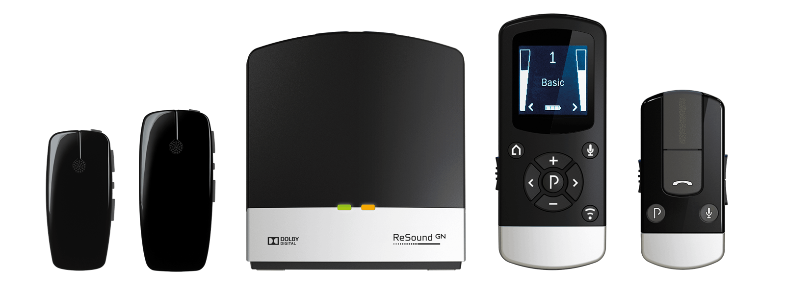 ReSound wireless hearing aid accessories lineup.