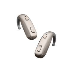 ReSound Enzo IA hearing aid in sand, offering a neutral and versatile look.